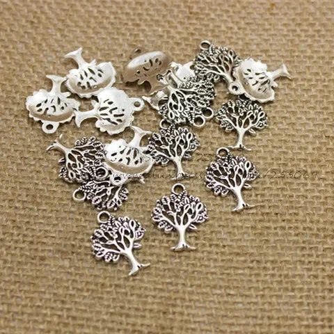  100pcs/lot  New Antique color Charm Mini Tree Pendants Fit Jewelry Making 16*21mm