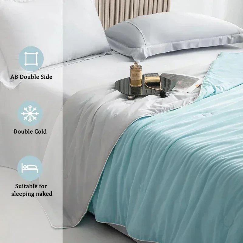 Cold Silky Summer Blankets For Beds Cooling Fabric Air Condition Quilt Cool Double Side Lightweight Cooled Comforter