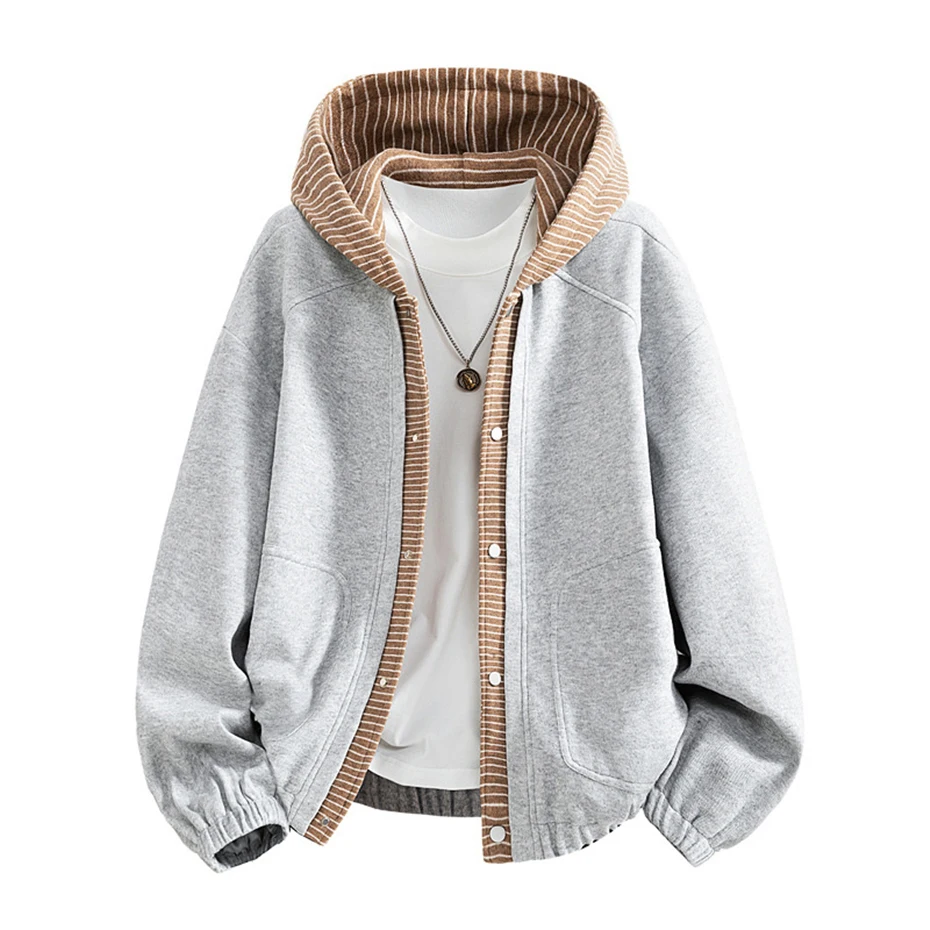 8XL Plus Size Jacket Men Fake Two Pieces Jacket Spring Autumn Hooded Coats Outerwear Male Big Size 8XL