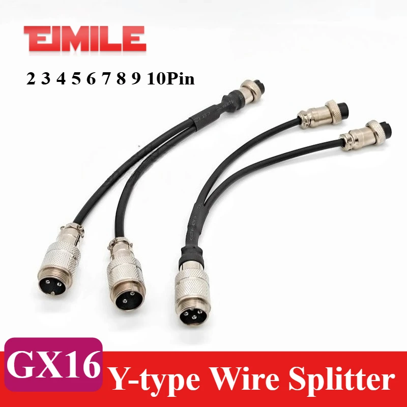 GX16 1 to 2 Splitter Cable Connector One Female Split Two Male Aviation Plug 16mm 2Pin 3Pin 4/5/6/7 Pin Male/Female Adapter Wire