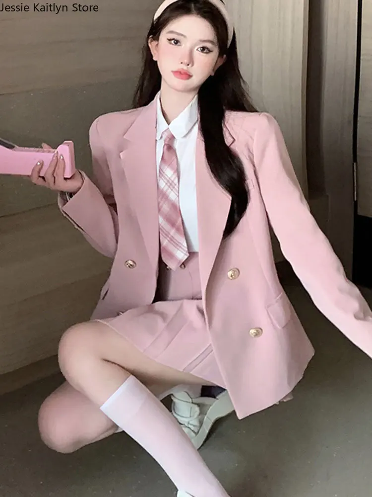 Uniforme escolar japonés JK para estudiantes, moda coreana, dulces Blazers, uniforme escolar para niñas, Mini Falda plisada Kawaii Sexy, uniforme Y2k