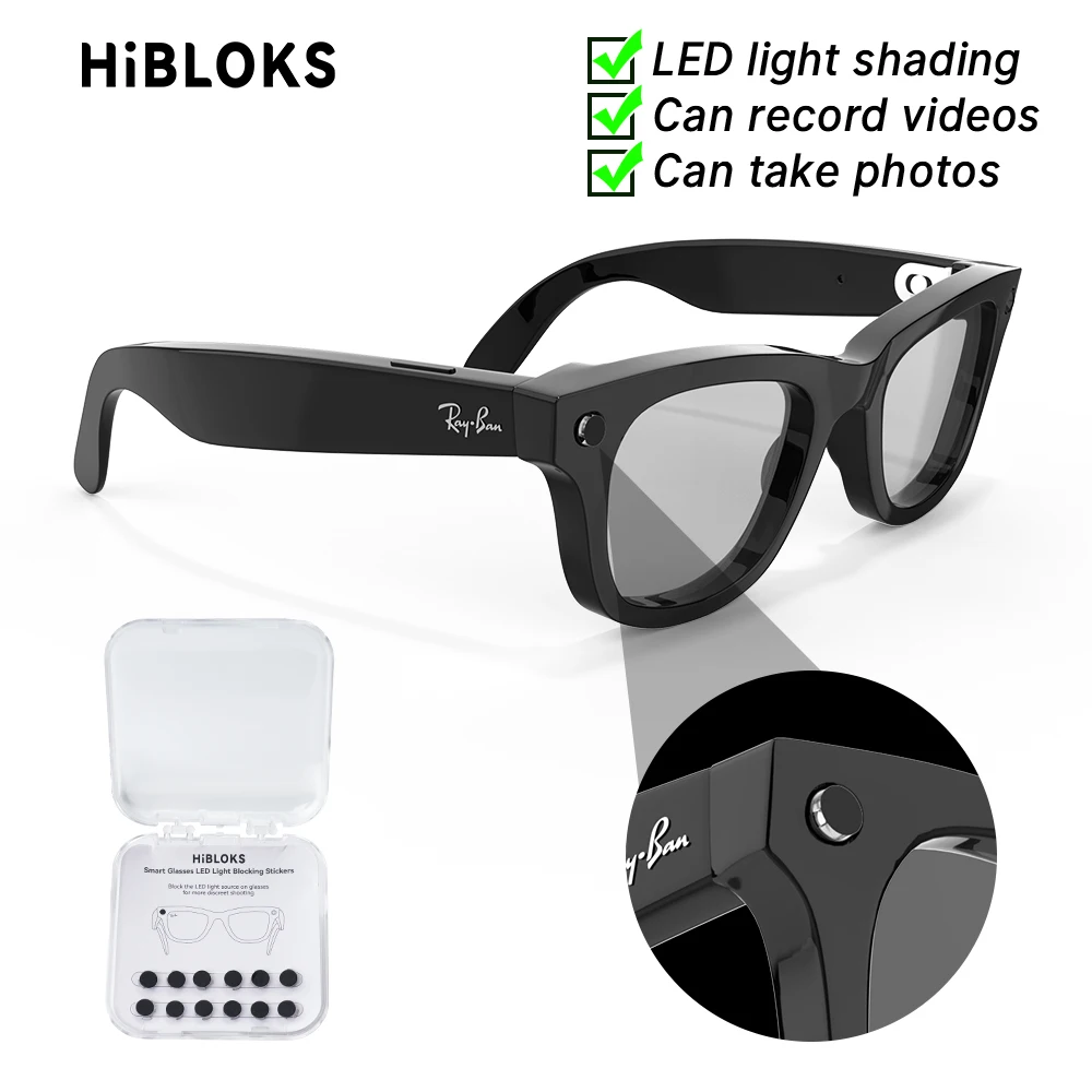 HIBLOKS pour Ray-Ban Meta Wayfarer RW4008/RW4006 Skyler RW4010 RW4009/RW4009F AI glasser intelligent enregistrement vido ombrage autocollant