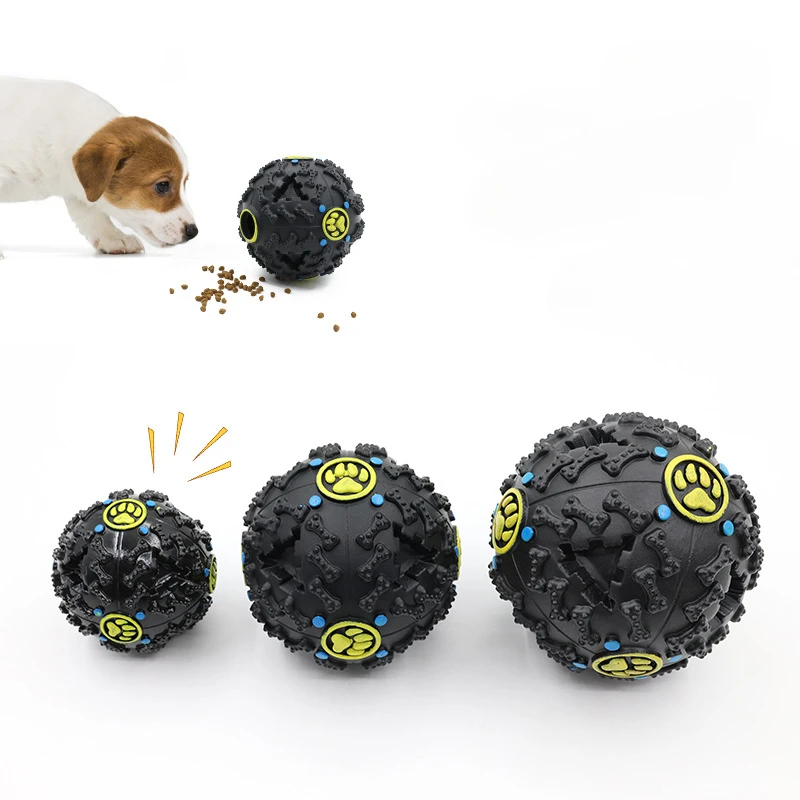 Dog Teething And Chewing Boredom Relief Dog Toys Sound-emitting Pet Toys Ball Puppy Boredom Puzzle Training Toys Leaky Food Ball