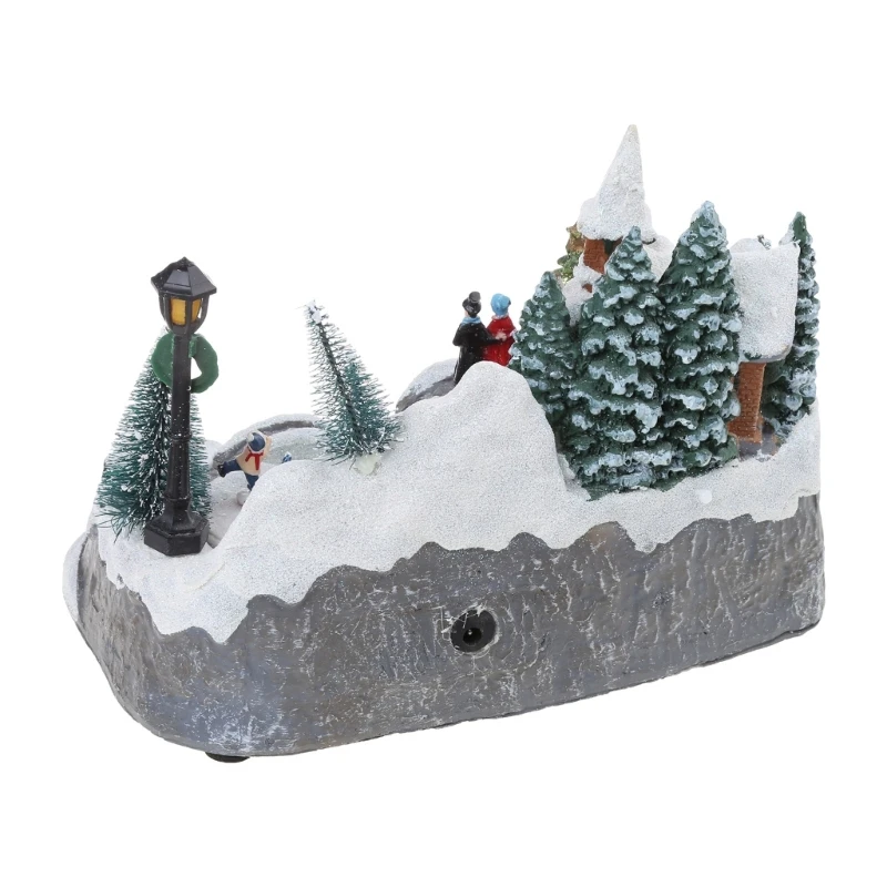 Christmas Glowing Snow House Figurine Rotatable Music Villages Sculpture Dropsale