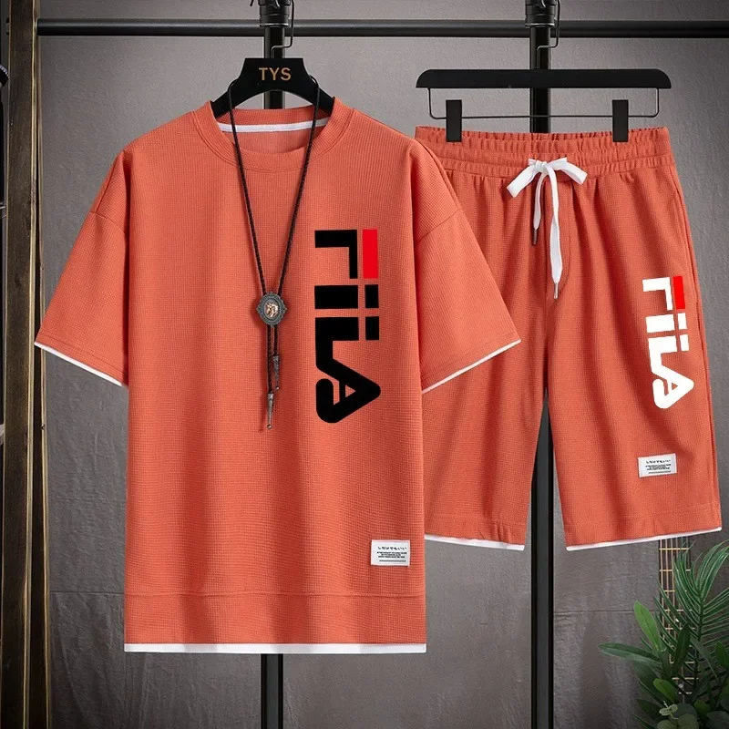 New Men's spring and summer casual short-sleeved T-shirt and shorts 2-piece set, outdoor breathable jogging men's sportswear view 6