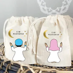 Sacs cadeaux Eid Mubarak pour enfants et adultes, 5 pièces, sacs-cadeaux, joyeux Ramadan Al Adha, décoration de fête islamique Kareem Iftar, 2023