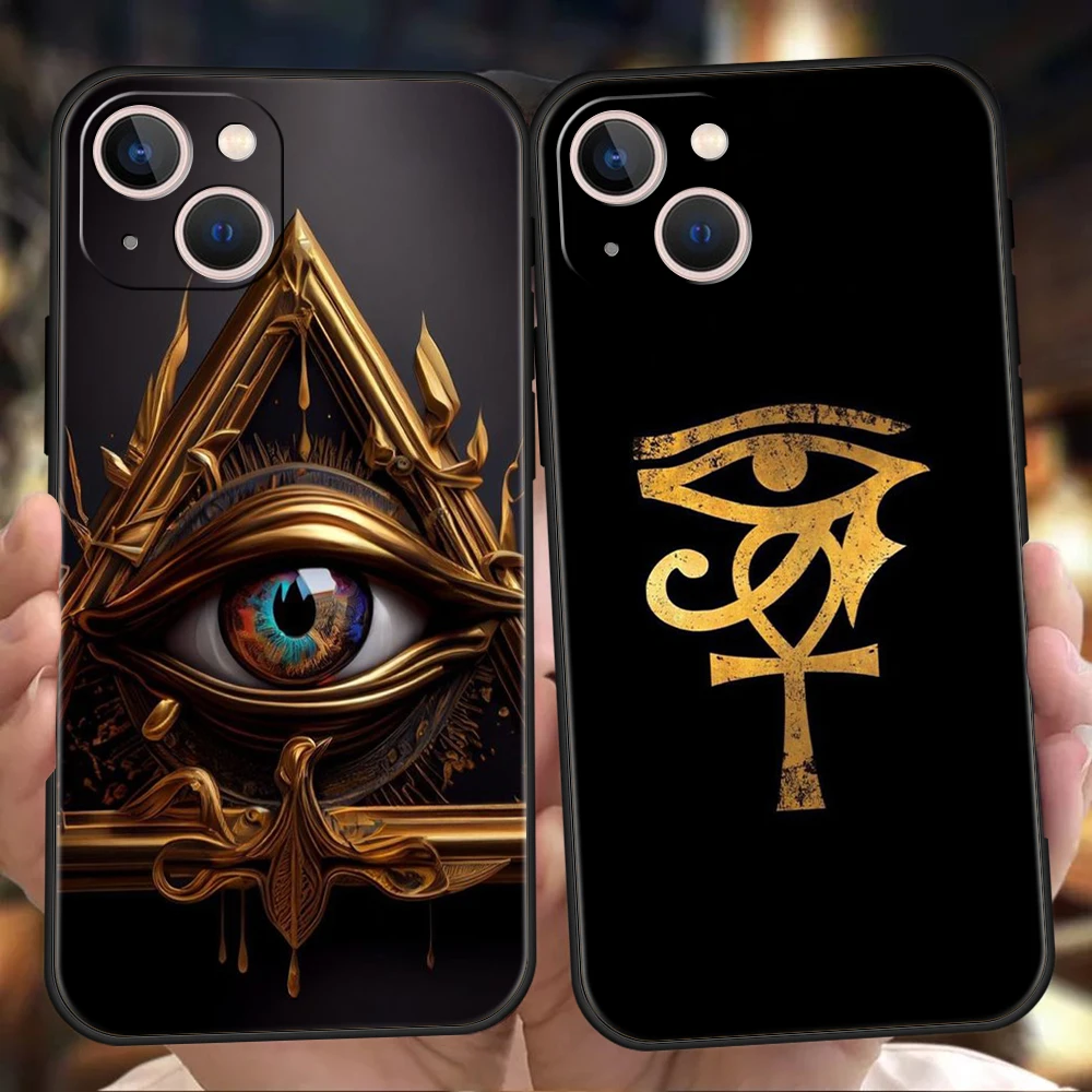 Sacred Eye Of Horus Egypt Fresco Phone Case Cover for iPhone 16 15 14 13 12 11 Pro Max XR XS Max 7 8 Plus Silicone Soft Shell