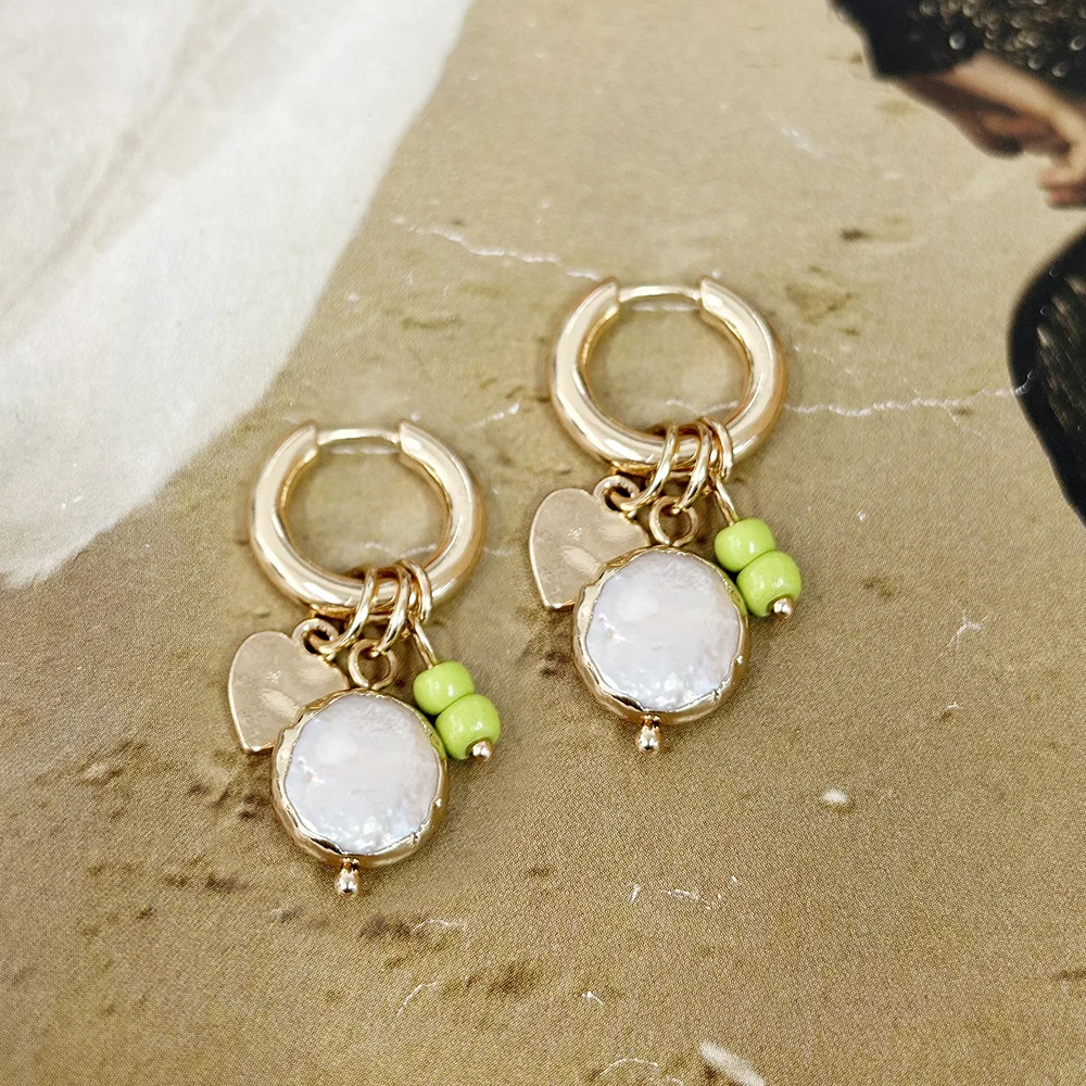 Freshwater Pearl Pendant Earrings For Woman Charm Natural Raw Stone Apatite Lapis Quartz Stones Ear Luxury Quality Jewelry Girls