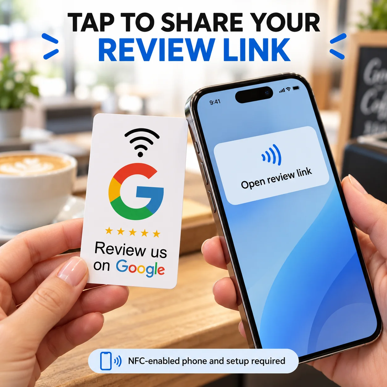 1pc NFC Review Card for Google Reviews NTAG215 Rewritable White PVC Tap to Review for Restaurants Cafes and Retail Shops