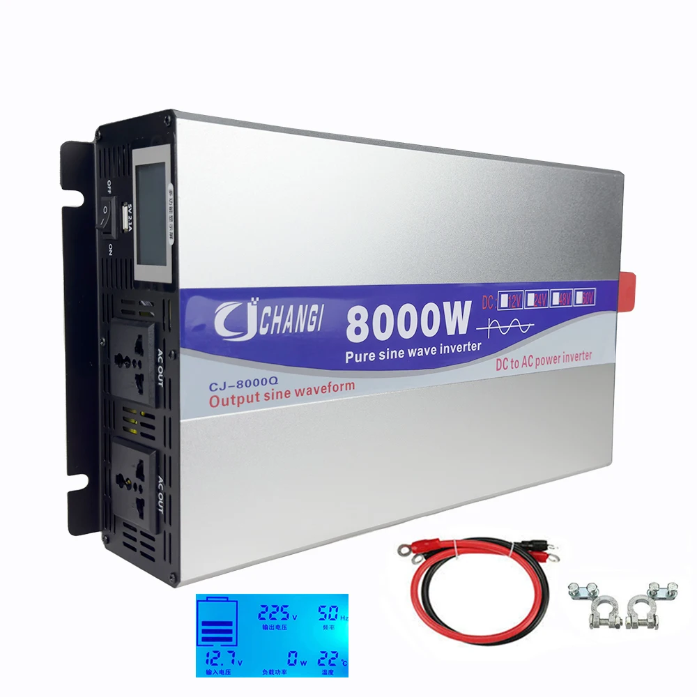 Pure Sine Wave Inverter DC 12v To AC 110V/220V 6000W 8000W Transformer Power Converter Solar Inversor US EU Universal Socket