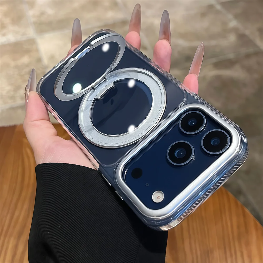 Luxuriöse Magnetring-Drehbare Faltbare Magnetische Standhülle für iPhone 18 17 16 15 14 13 Pro Max Rutschfester Rahmen Panzerhülle – Detail 3