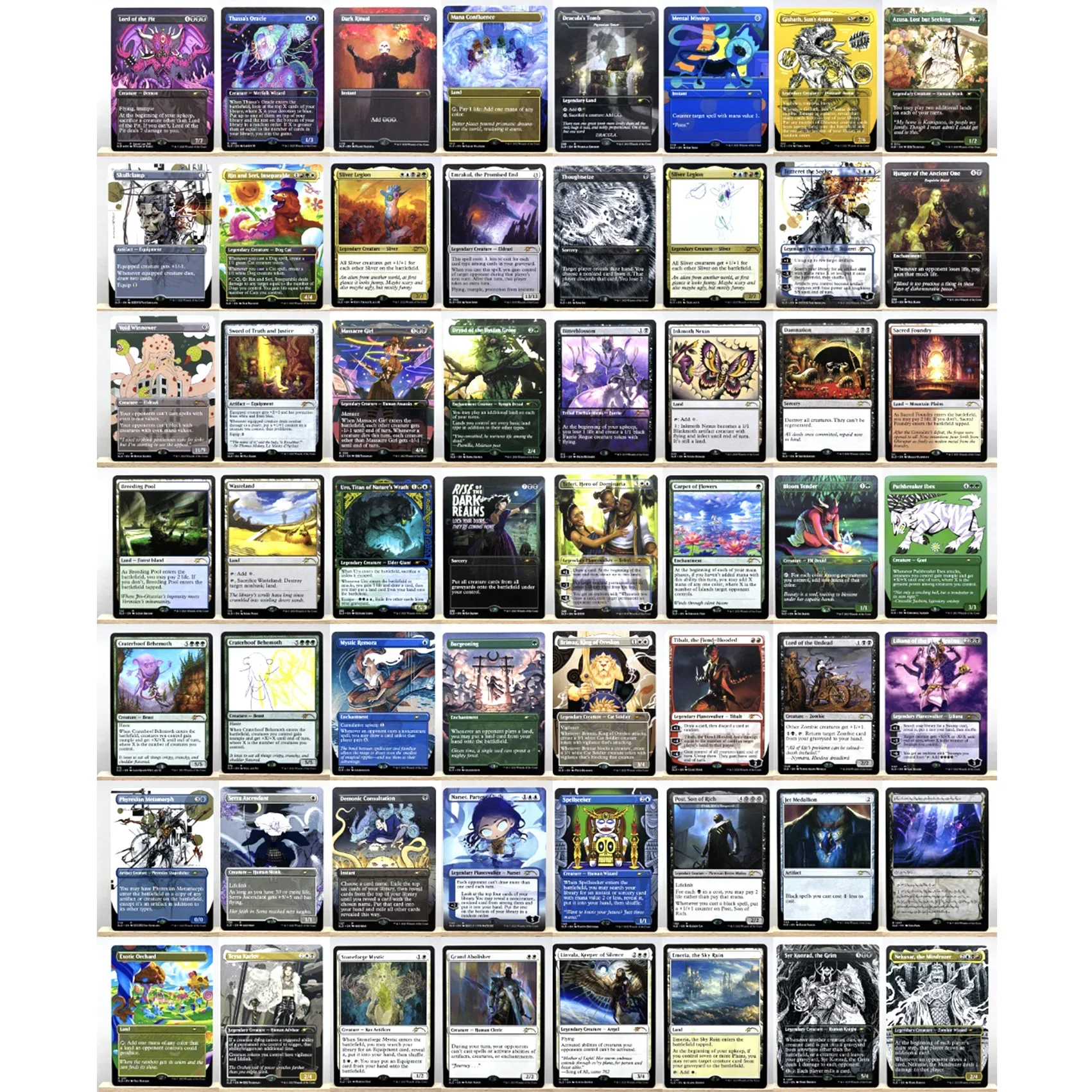 بطاقات SLD HOLO2-02 TCG للعب المنزلي الوكيل السحري Lord of the Pit Mana Confluence Exotic Orchard Tezzeret the Seeker gather