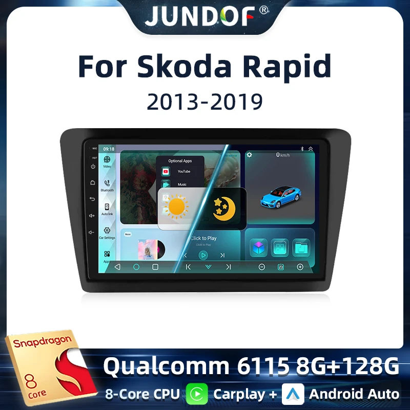 

Jundof Qualcomm Android 13 Carplay Car Radio For VW Skoda Rapid 2013-2019 Seat Toledo 2015 - 2018 GPS Multimedia Stereo