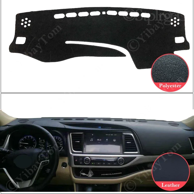 For Toyota Highlander XU50 Kluger 2014 ~ 2019 Anti-Slip Leather Mat Dashboard Cover Pad Sunshade Dashmat Carpet Accessories 2018