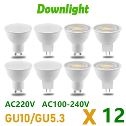 Ampoule de budgétaire LED GU10 MR16, éclairage intérieur, décoration de la maison, spot GU5.3, AC 220V, AC 110V, 100-240V, 12 pièces