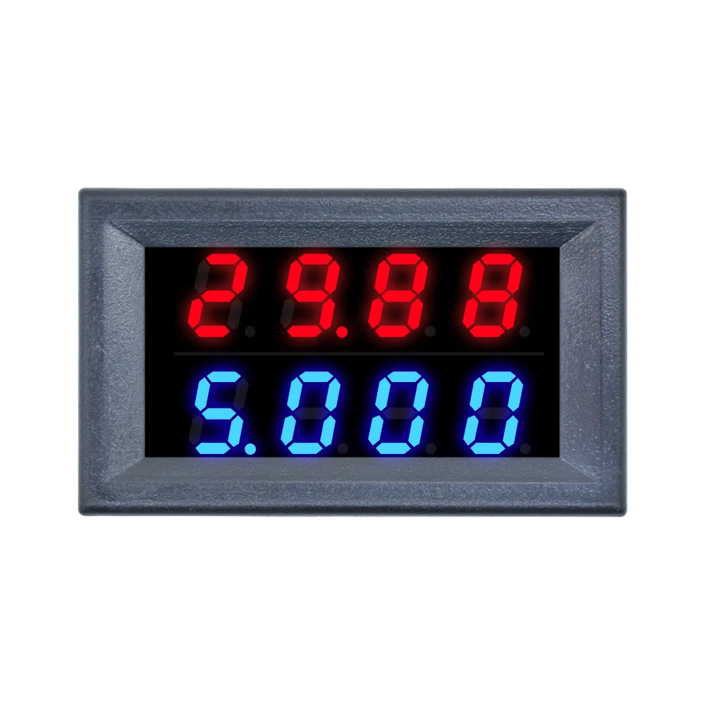 Imagem -03 - Mini Voltímetro Digital com Display Led Duplo Medidor de Tensão Atual Amperímetro Bits Fios dc 100v 200v 10a 0.28 Azul e Vermelho
