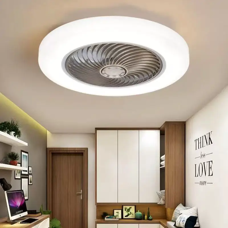 Smart remote control color ceiling fan lamp invisible blade retractable silent [Multiple offers]