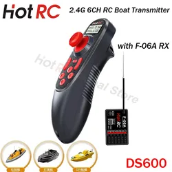 HOTRC DS600 6CH 6 Channel 2.4G LCD Screen Radio System Transmitter Remote Controller and PWM 6CH Receiver for RC Fishing Boat