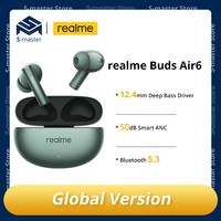 Global Version realme Buds Air 6 Wireless Earphone 50dB Active Noise Cancellation Bluetooth 5.3 Up to 40 Hours Battery Life