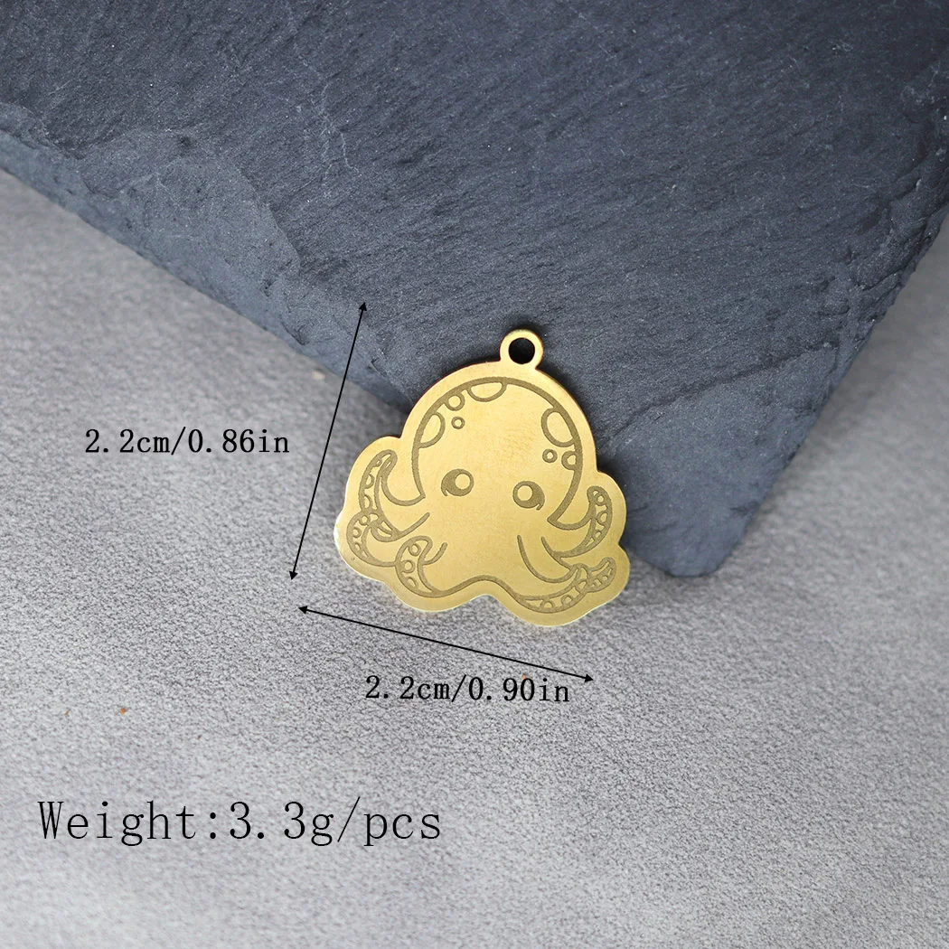 2PCS Cute Octopus DIY Craft Accessories Stainless Steel Pendant Charms For Jewelry Making Necklace Keychain Cartoon Kids Gifts