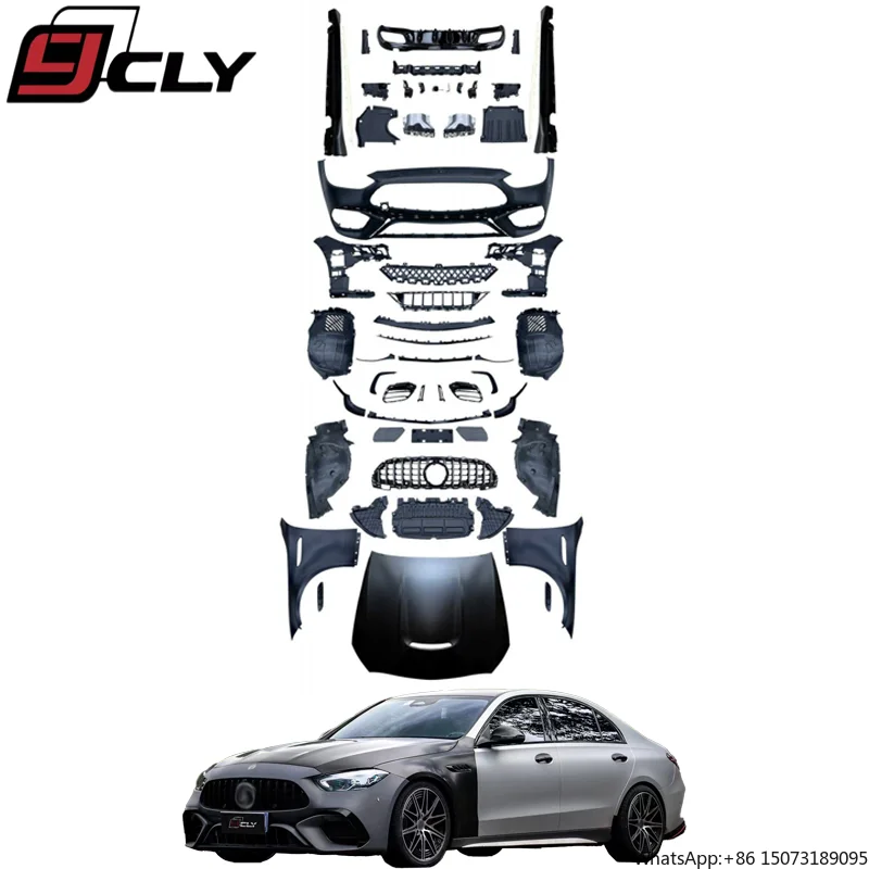 

CLY Автомобильный комплект широкого кузова для C Class W206 Upgrade C63s Оригинальные широкие комплекты кузова Автомобильный передний задний бампер с решеткой