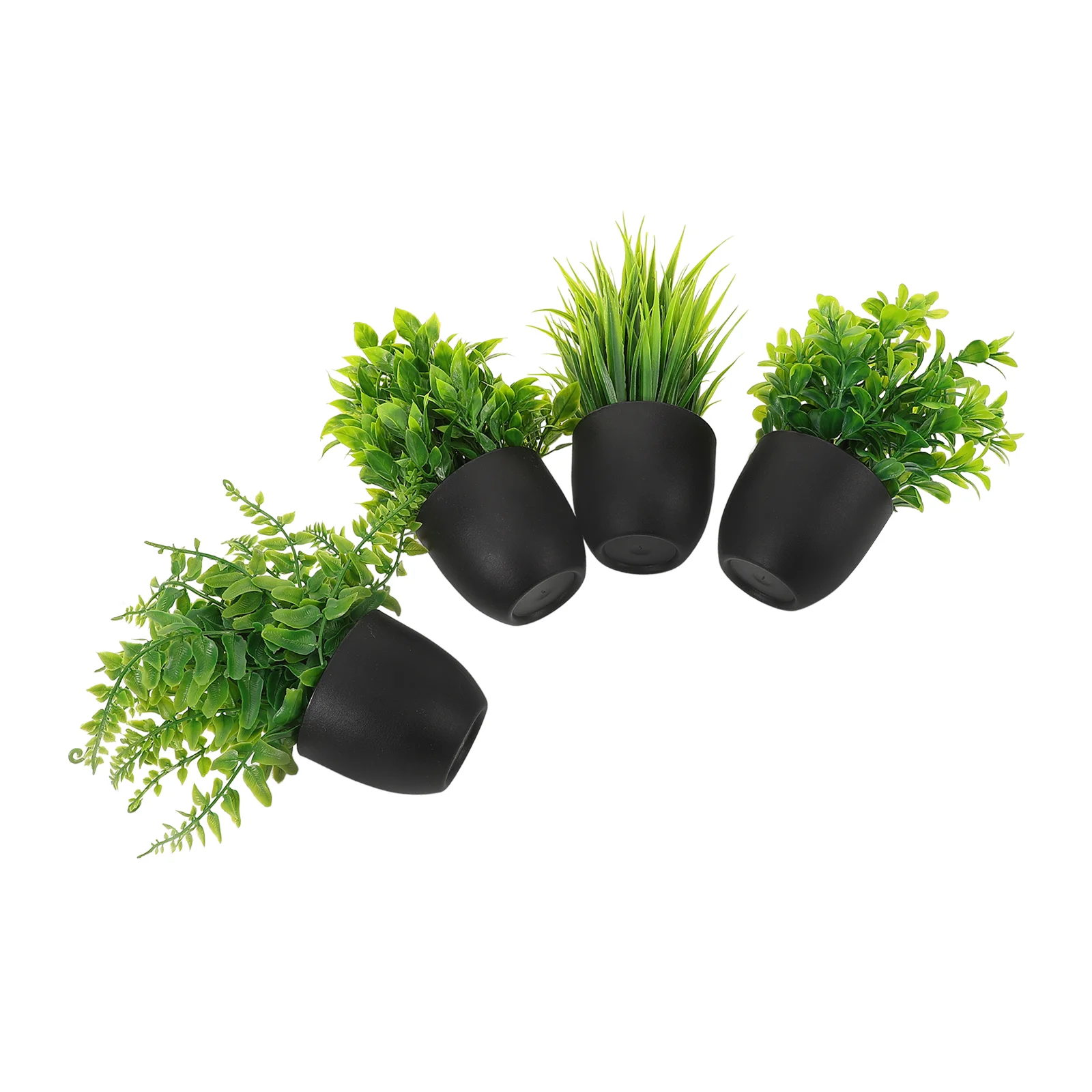 

4 Pcs Artificial Plant Pot Indoor Plants Green Decor Fake Faux Potted Small Bonsai Ornaments Vivid Plastic Adornments Office