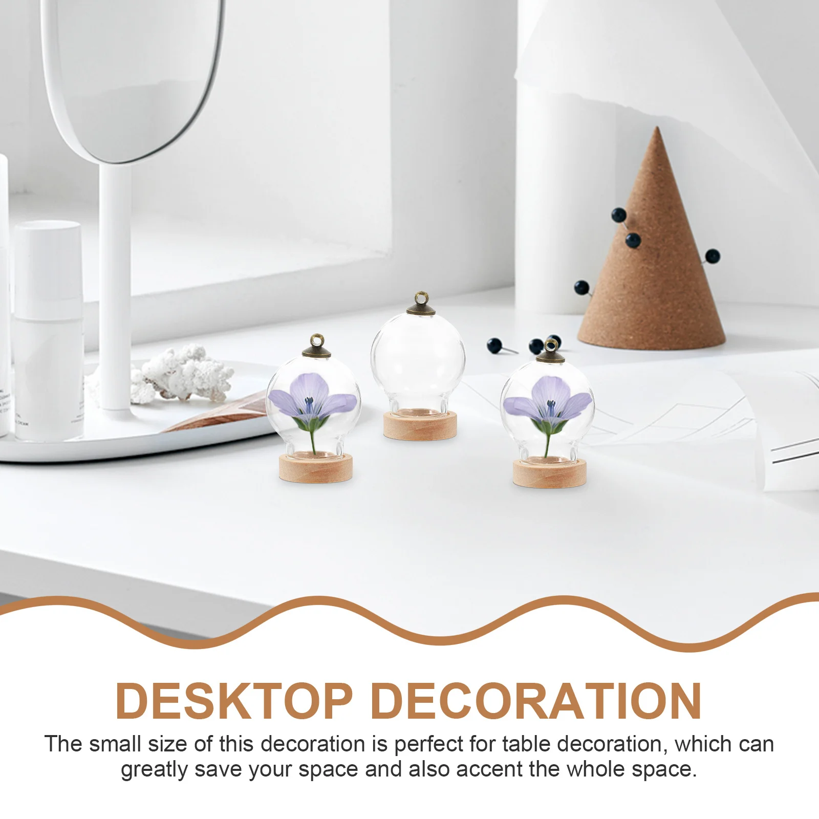 

3Pcs Eternal Life Flower Glass Display Dome Clear Mini Glass Cloche with Base for Home Decor Tabletop Micro Landscape