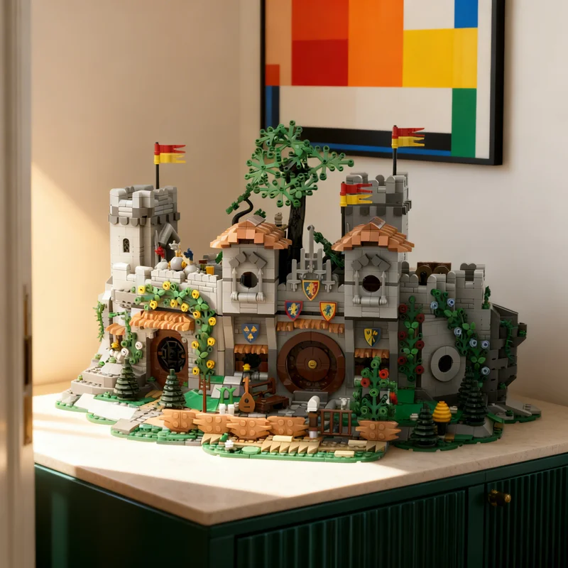 

2925pcs MOC Fortified Shire Castle Lion Knights Model Building Blocks Toy Gift Creative Display Collectible Desk Premium Adult