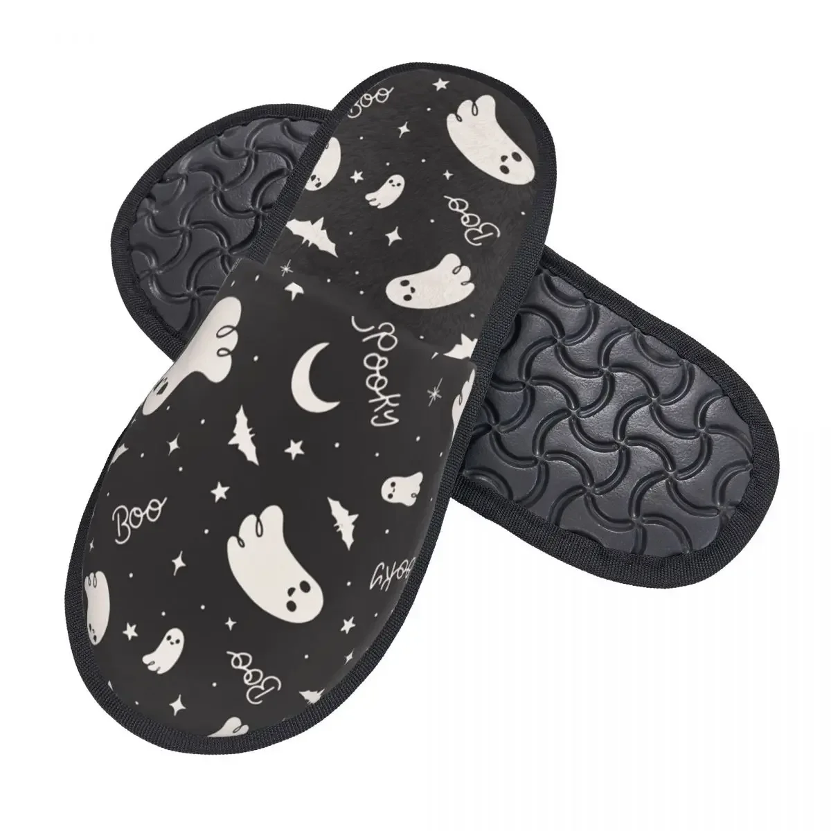 Memory Foam Slippers Women Soft Warm Goth Occult Witch Bats House Slippers