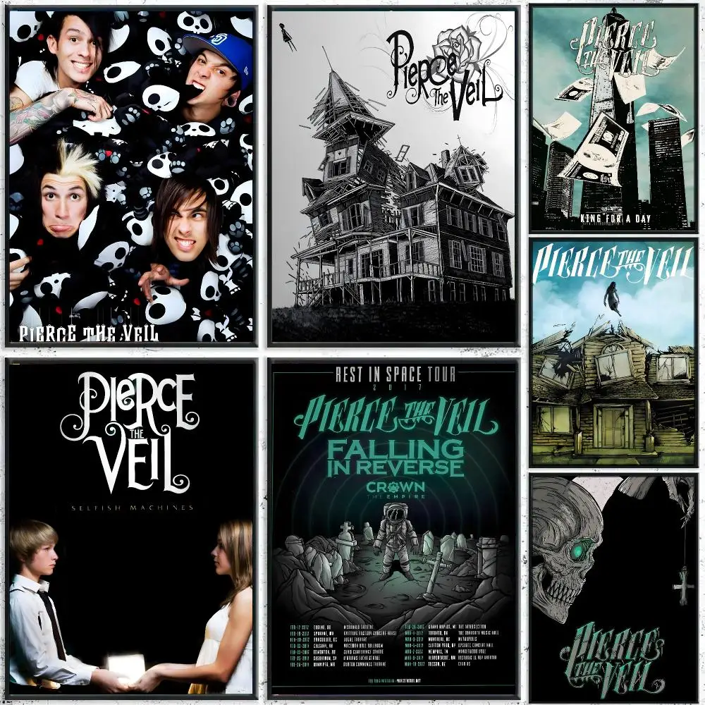 Band P-Pierce The Veil Poster Perfect Sticker Self Adhesive for Office Home Theater Wall Art Decor Fancy Gift