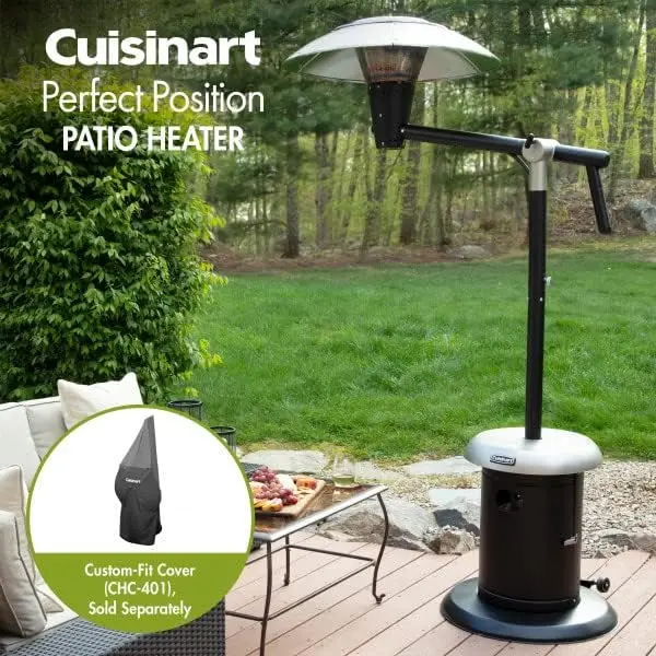 Cuisinart COH-400 Calentador de patio de propano de posición perfecta, protector térmico extra grande de 33"