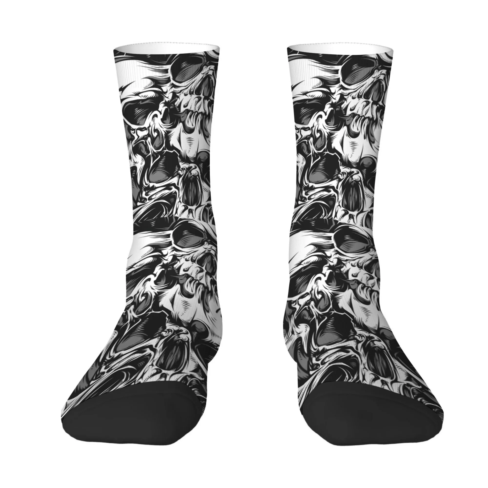 Dark Gothic Style Avant-garde Abstract Skull Print Men's Mid-calf Socks Cool and Unique Street Style Party Comfortable Socks