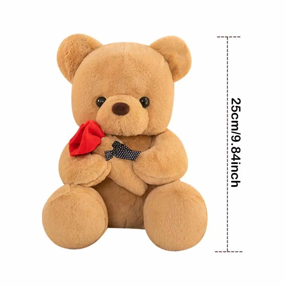 25cm Kawaii Teddy Bear for Valentines Day Gift Teddy Bears Stuffed Animal Rose Bear Doll Valentine\'s Day Gift for Girlfriend