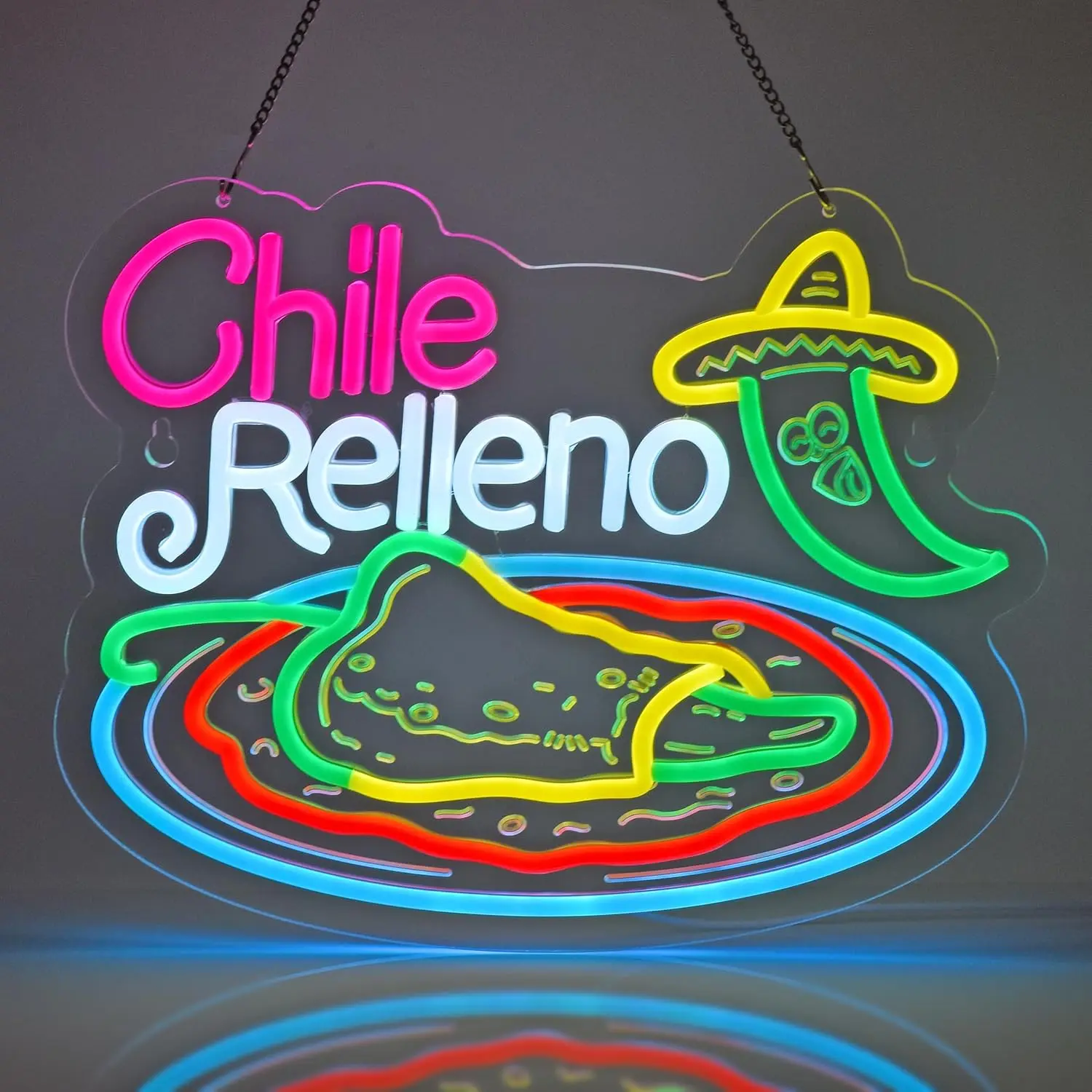 

Chile Relleno Neon Sign USB LED Light for Mexican Restaurant Latin Food Market Party Kitchen Home Decorations personnalisé Gift