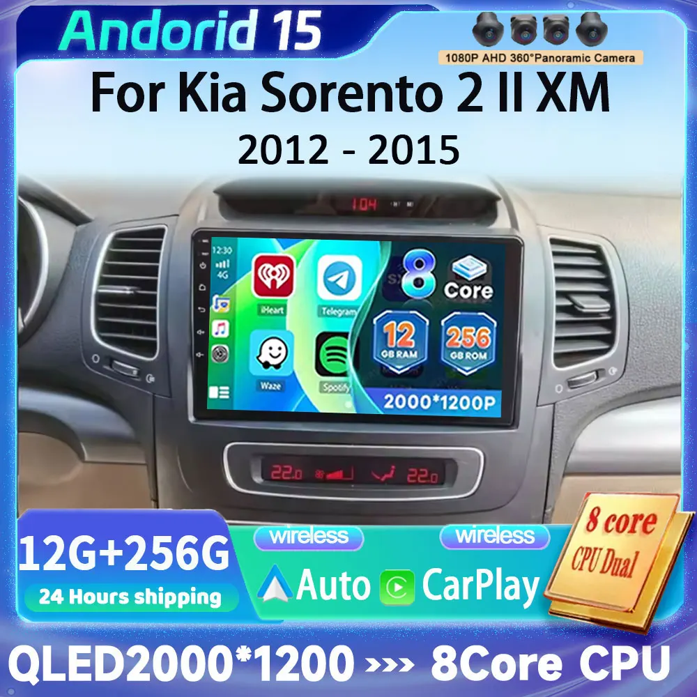 

Android 15 Carplay авто автомобильный радиоприемник мультимедийный плеер для Kia Sorento 2 II XM 2012-2015 DSP авторадио 2din головное устройство GPS стерео