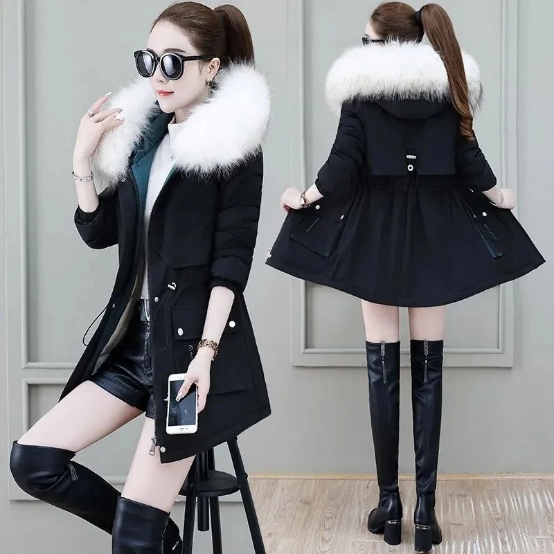 New Thicke Overcoming Women Parkas Fashion Korean Down Cotton Coat Winter Jacket Mid Length Outerwear Female Windbreakers