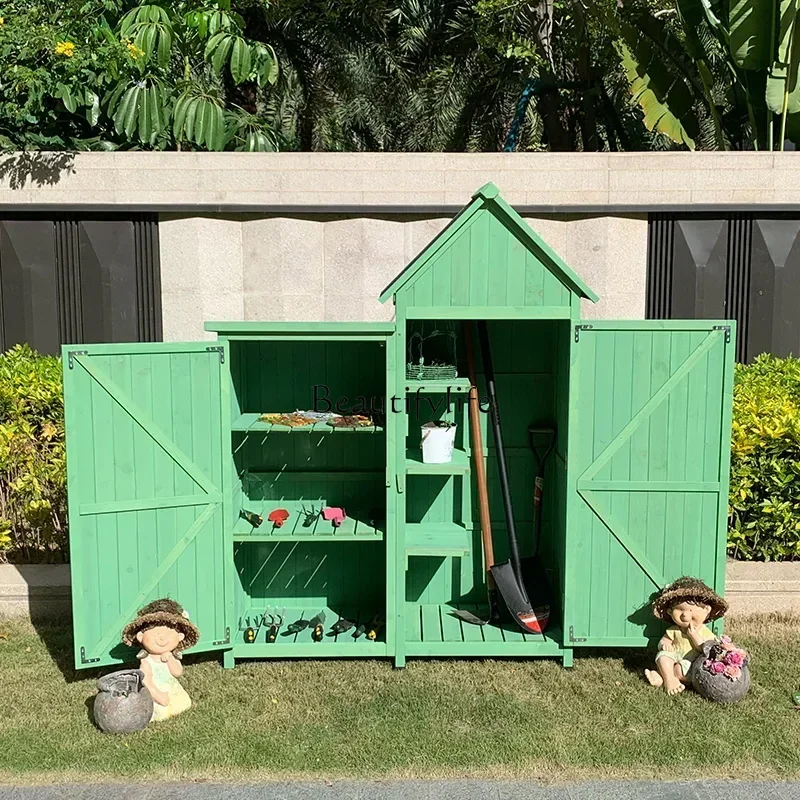

Outdoor locker waterproof and sunscreen courtyard wooden tool room open-air pastoral storage cabinet