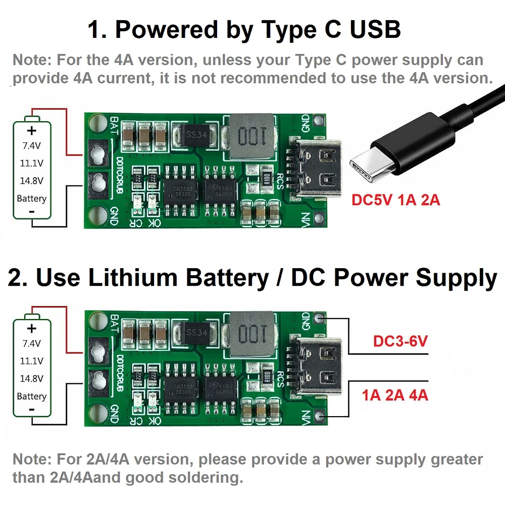 Meercellige 2S 3S 4S Type-C tot 8,4V 12,6V 16,8V Boost Step-Up LiPo-polymeer Li-ion-oplader 7,4V 11,1V 14,8V 18650 lithiumbatterij