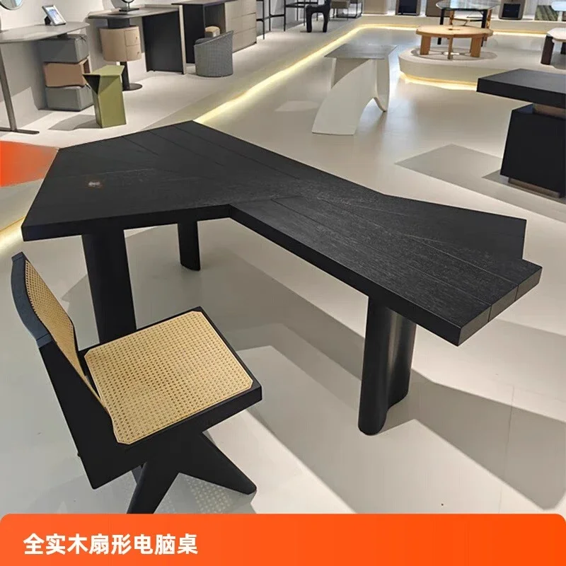 Creative sense of high-end, fan-shaped, special-shaped, desk, Italian minimalism, solid wood desk