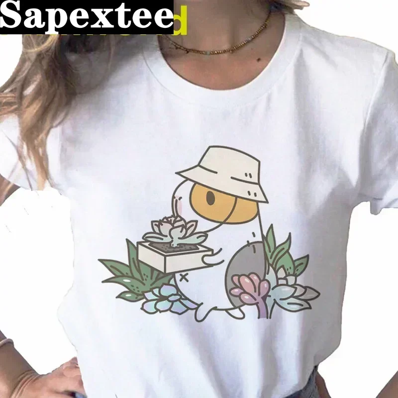 

Женская футболка Bubu с принтом морской свиньи и суккулента, Повседневная Базовая белая рубашка с круглым вырезом, женская футболка с коротким рукавом, Прямая поставка