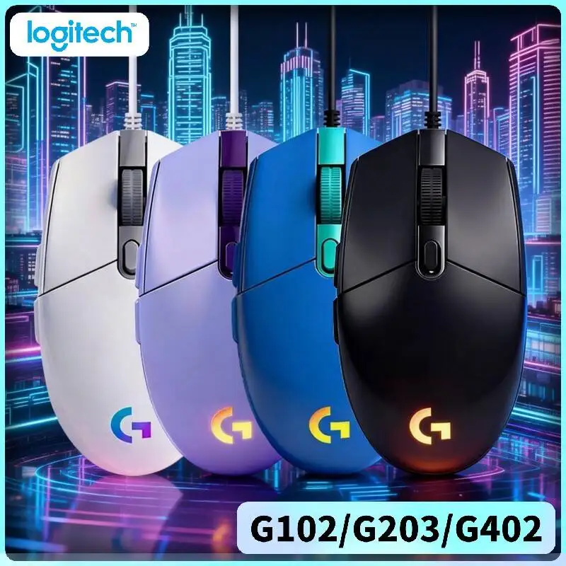 

Logitech G102 G203 G402 Wired Gaming Mouse Smooth Tracking Bright RGB Light for Teenagers Students and Youth Gamers