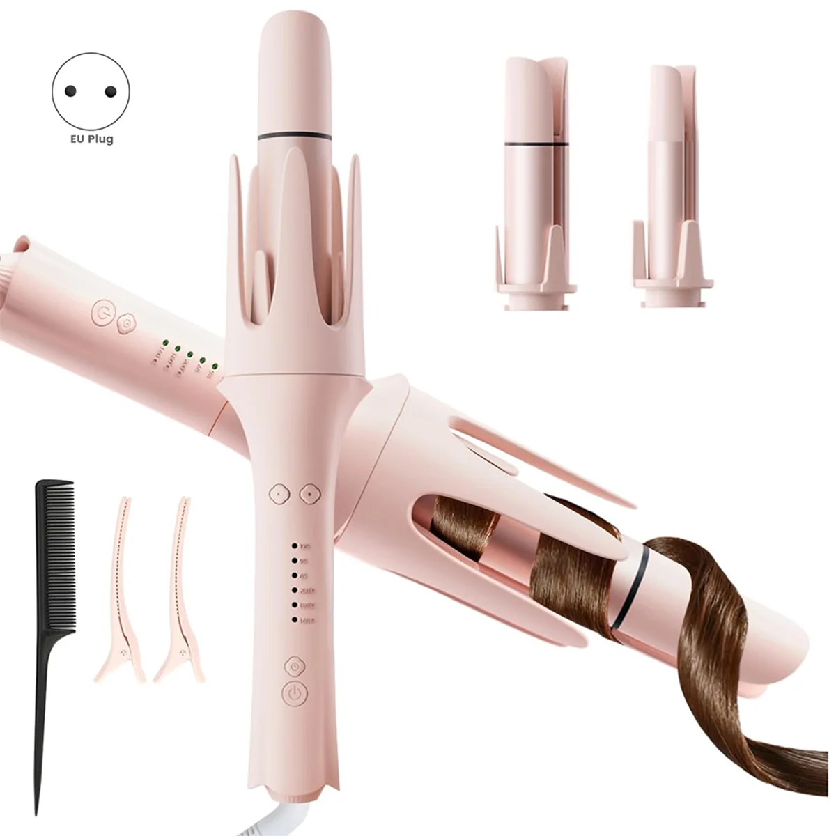 A62K 完璧なウェーブとスタイルのための家庭用自動ヘアアイロン 交換用ヘッドとストレートコームが付属 EUプラグ