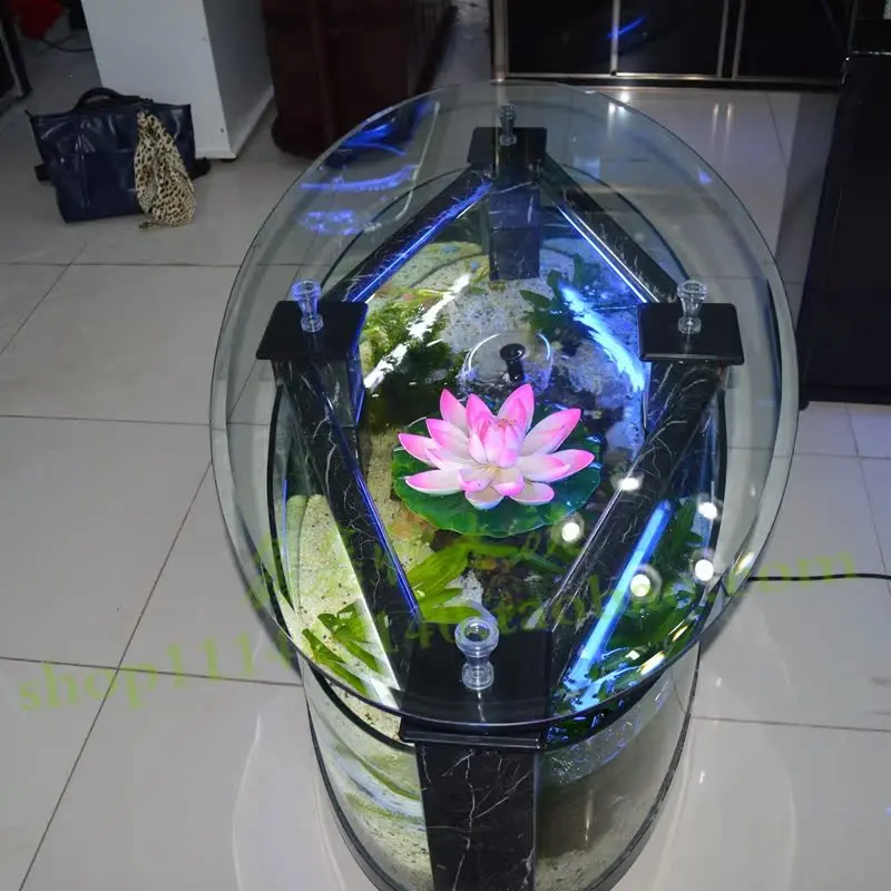 MJY oval glass coffee table fish tank aquarium ecological water-free can be customized