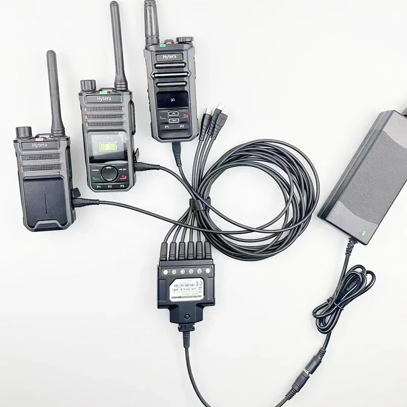 PS4001 6 방향 충전기 케이블 유형-C 플러그 어댑터 HYT Hytera BP560 AP510 G32 G36 양방향 라디오 용 전원 충전 스위칭