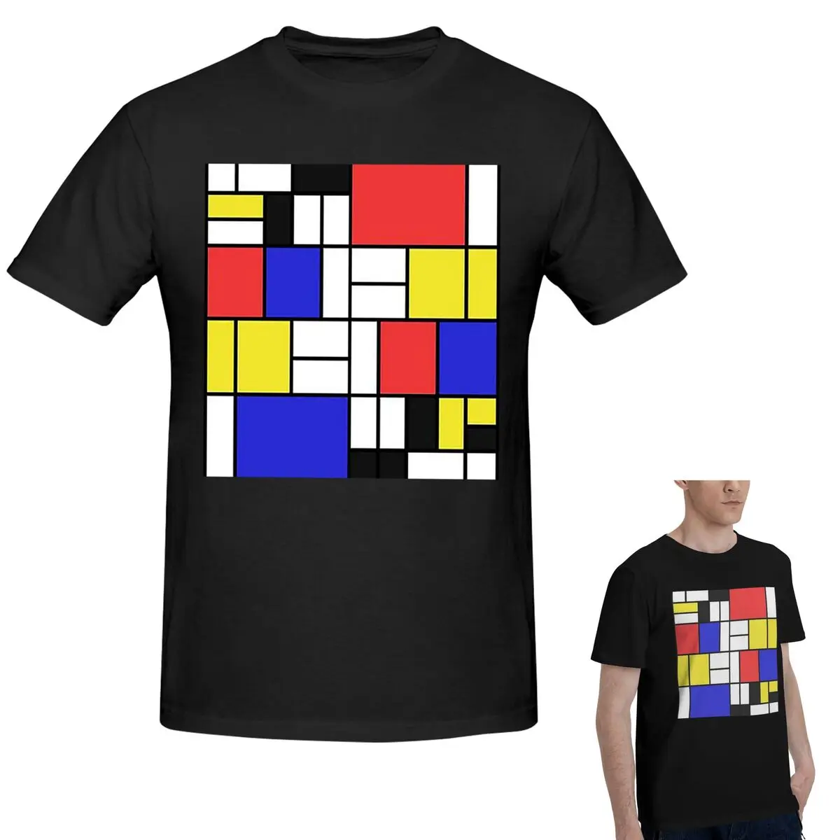 

100% хлопок футболка Piet Mondrian De Stijl мужская забавная футболка большого размера мужские летние рубашки с круглым вырезом топы S-6XL