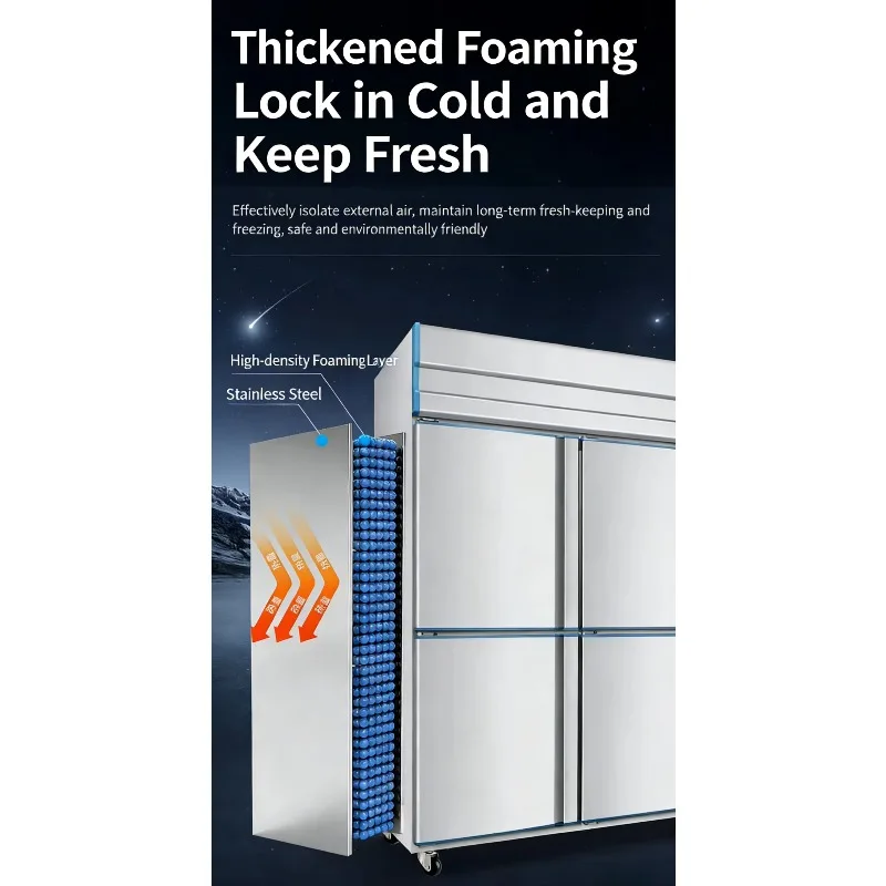 Refrigerador Comercial de Carne com 6 Portas e Controle Digital de Temperatura para Uso em Lojas, Restaurantes e Hotéis