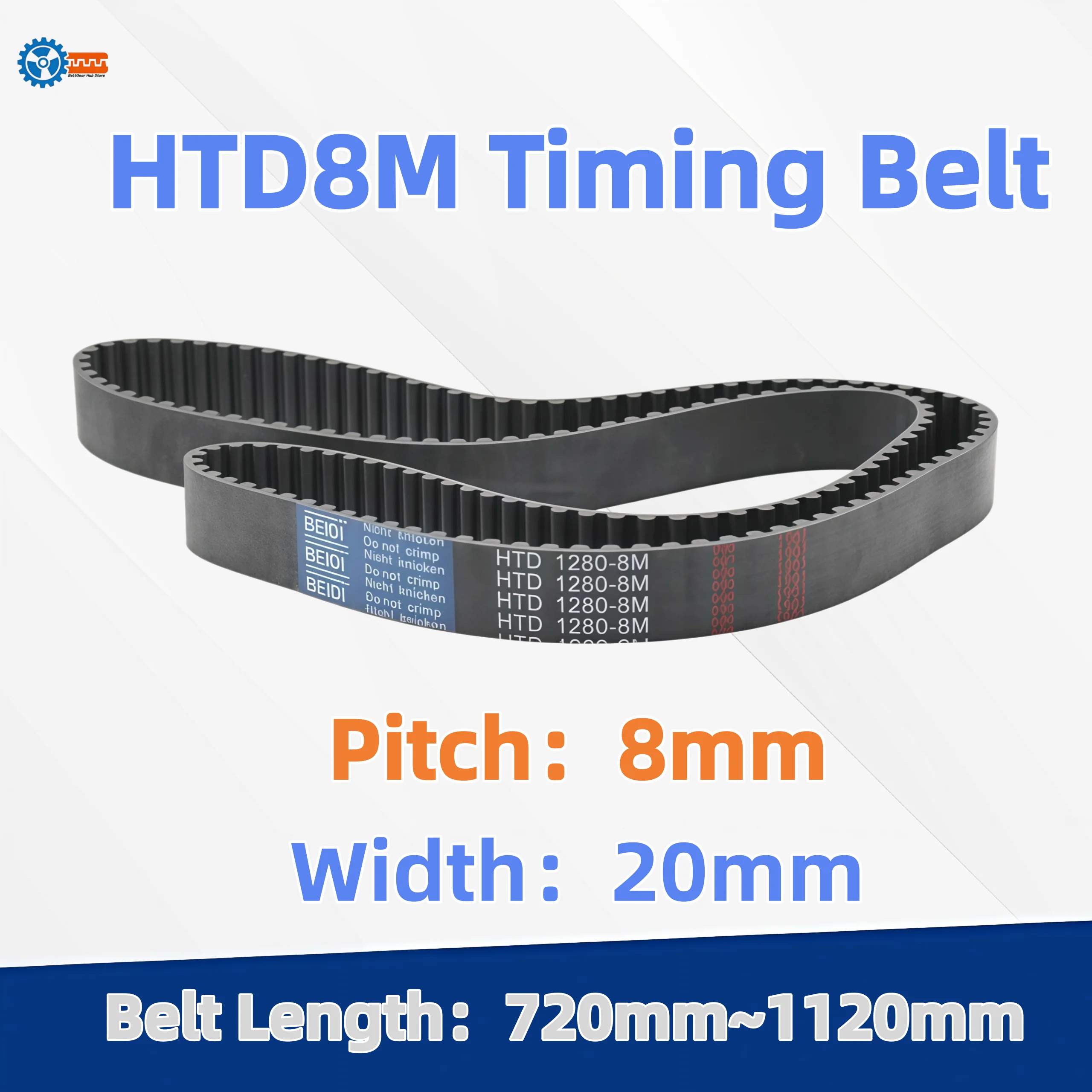 

HTD 8M Closed Loop Timing Belt 20mm Width 720 728 736 744 752 760 768 776 784 792 800 808 816 824 832 840 848 856~1120mm