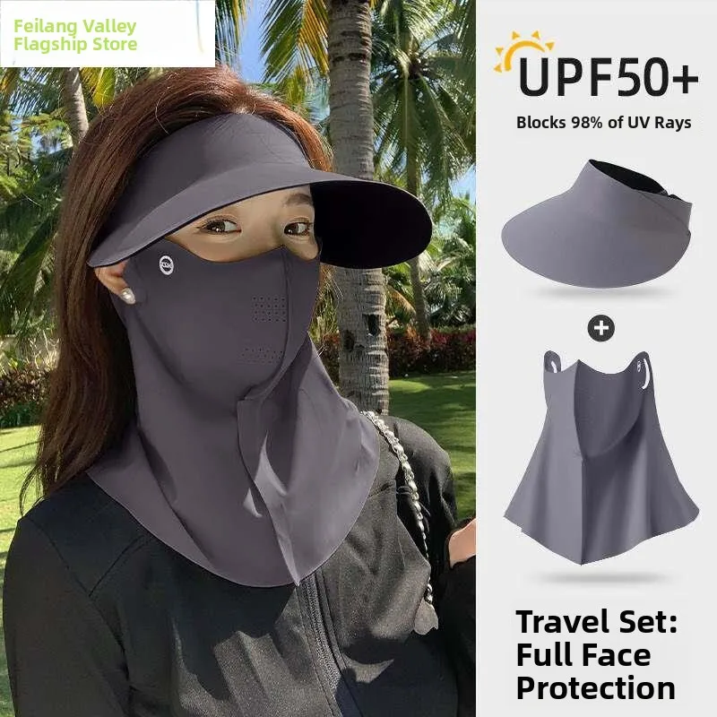 

Женская полнолицевая маска для защиты от солнца, УФ-защита, охлаждающая, для езды на велосипеде, с защитой шеи, интегрированная, подходит для медицинских учреждений