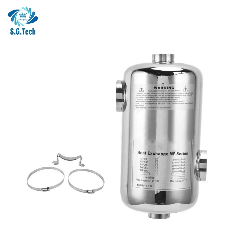 Durable Tube Coil Water Heat Exchanger WATER CROWN for Pool Heating