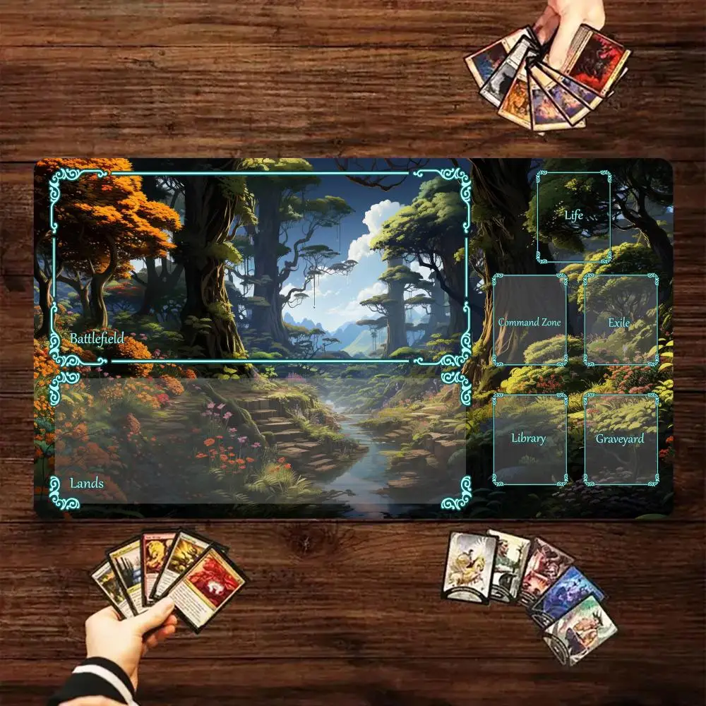 

Magic card playmat with zone Ukiyo-e landscape design mtg Playmat Desk Mat gamer expansion gaming mouse pad office desk mat